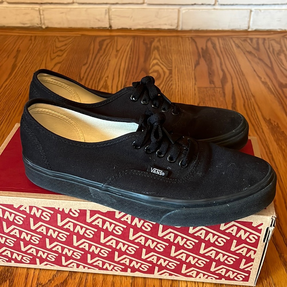 Black on black vans size 9